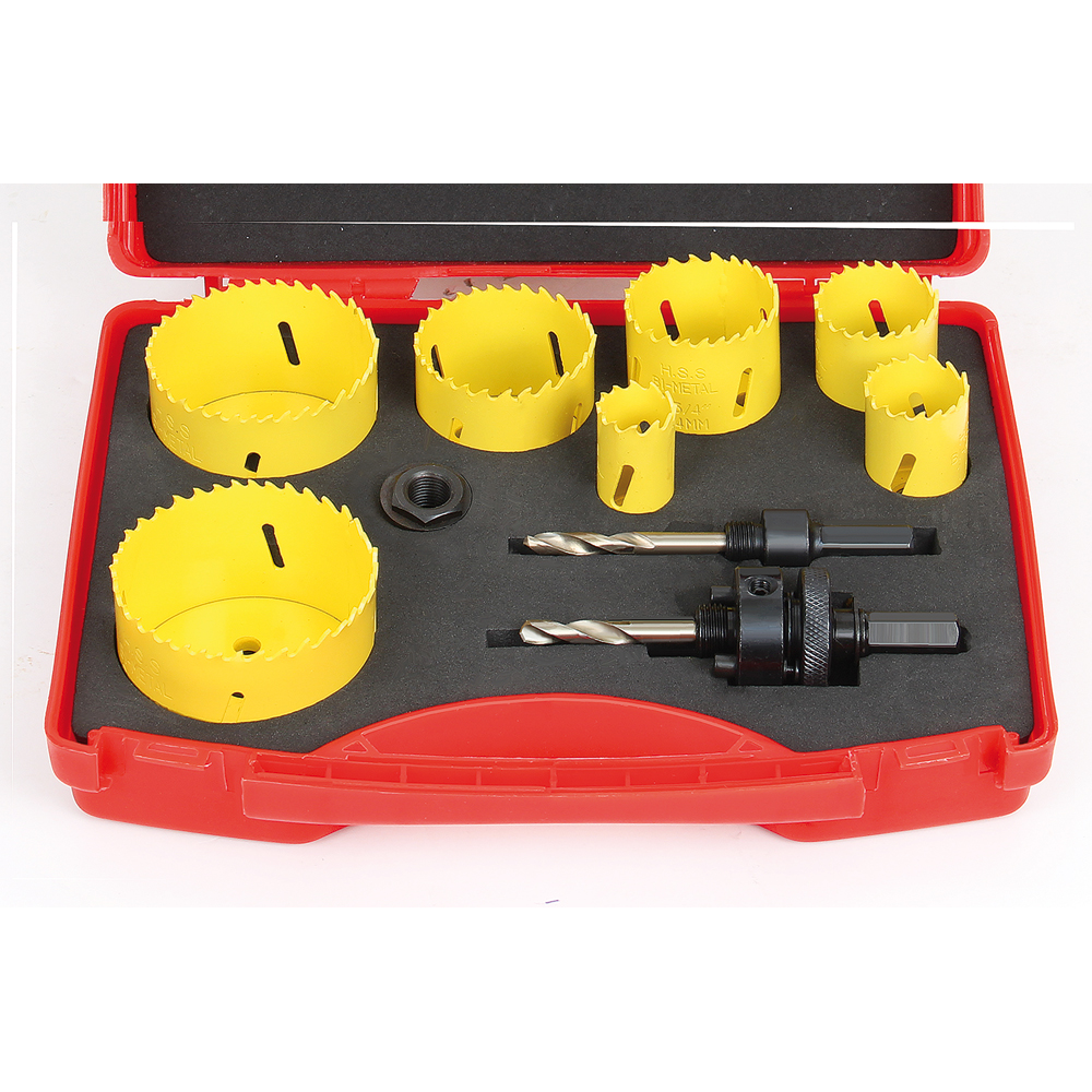Elektriker-Lochsägensatz 13-teilig HSS-Bi-Met.,7 Lochsägen 22-68mm+Zubehör