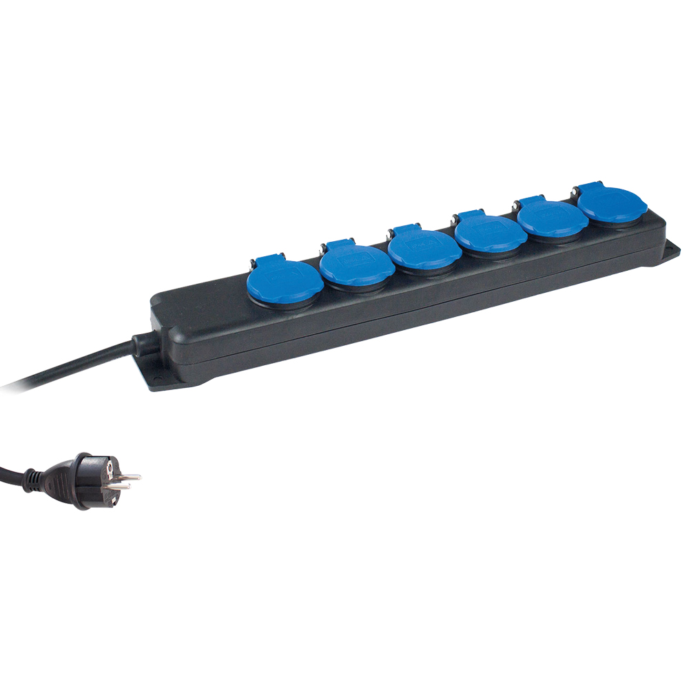 Steckdosenl. 6x230V+Anschlusskabel 1,5m H07RN-F,3Gx1,5,IP44, Baustelle