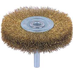 Rundbürste Messing 40x10 0,20mm Messingdraht gewellt,mit 6mm Schaft