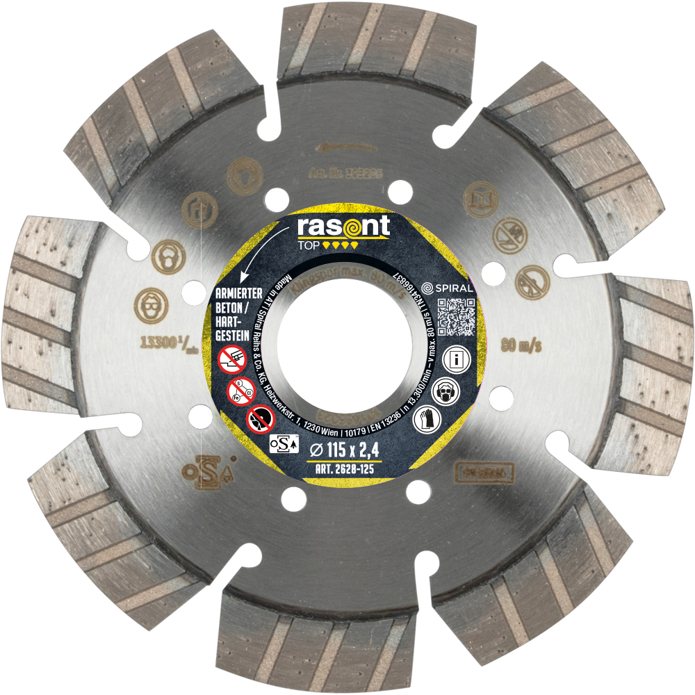 Diamanttrennscheibe TOP 115x2,4(12)x22mm für armierten Beton,Hartgestein