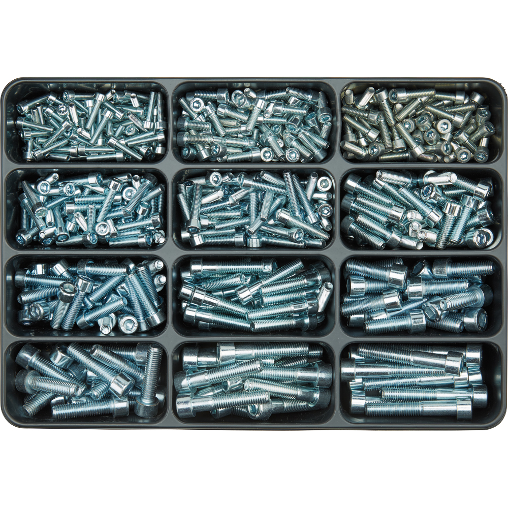 SPIRAL Sortimentkoffer 520-teilig Isk.-Schrauben DIN 912 8.8 vz. blau A2K