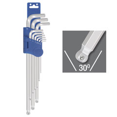 Stiftschlüssel-Satz 9-teilig,1,5-10mm 6-kant-Kugelkopf+Haltekugel,extra lang