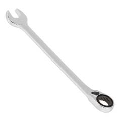 Gabel-Ring-Ratschschlüssel 15mm,15° abgewinkelt,CrV,verchromt,umschaltbar