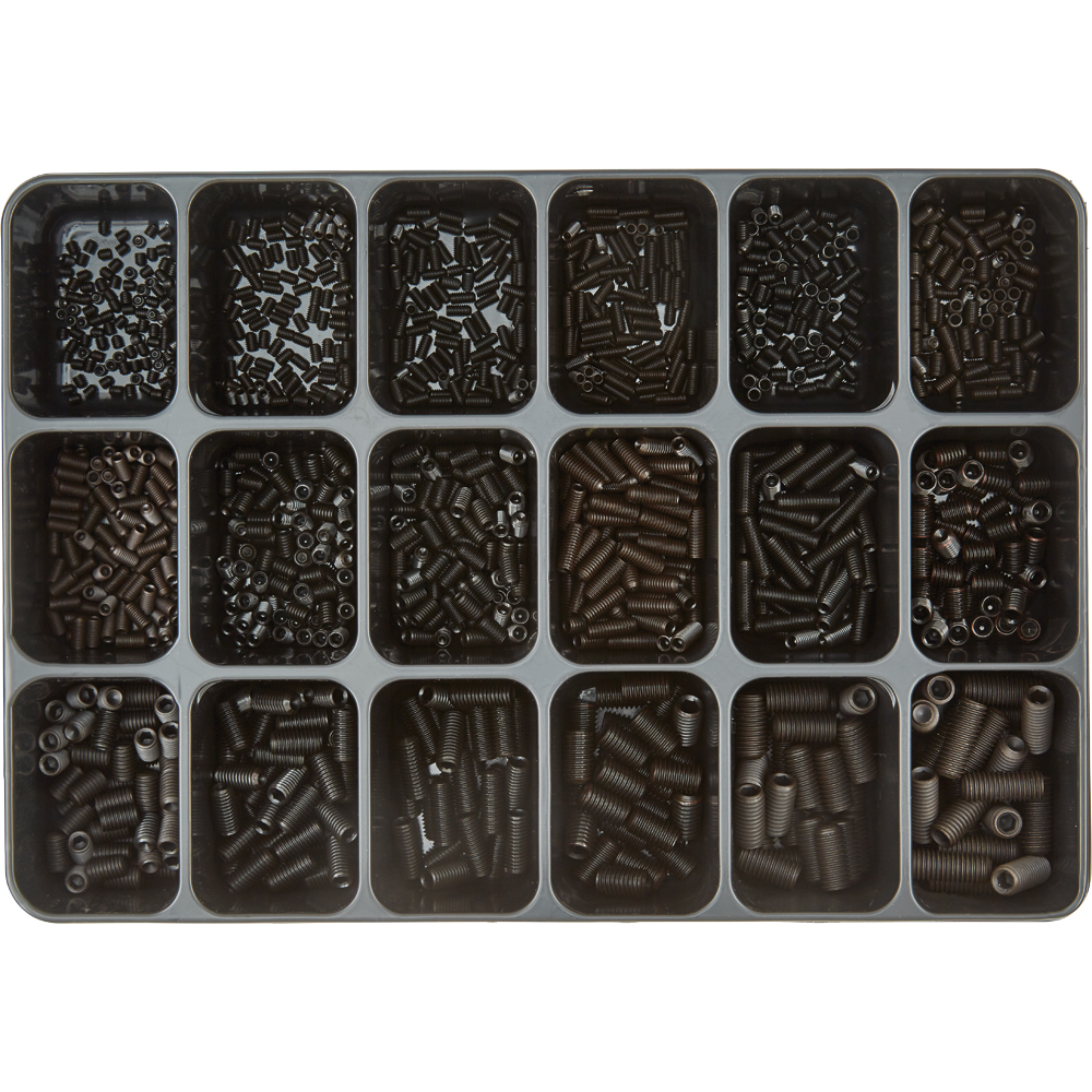 SPIRAL Sortimentkoffer 1.300-teilig Gewindestifte DIN 916 45H blank