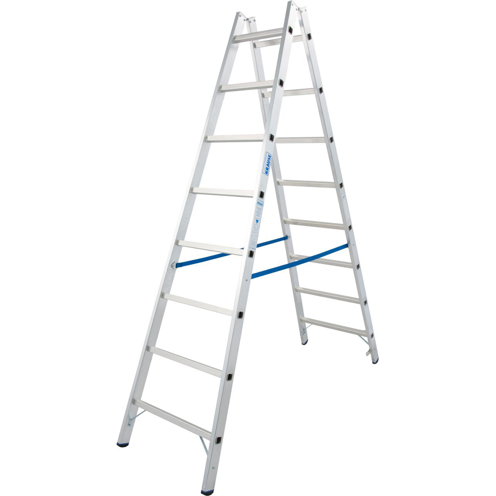 Alu-Doppelleiter 2x8 Sprossen 2,35m mit Gummifüßen und vernieteten Sprossen