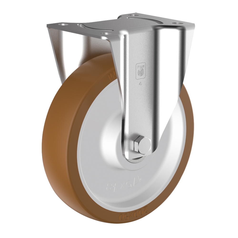 Bockrolle Polyurethan Ø 200x48mm Tragkraft=400kg, Polyamid-Felge