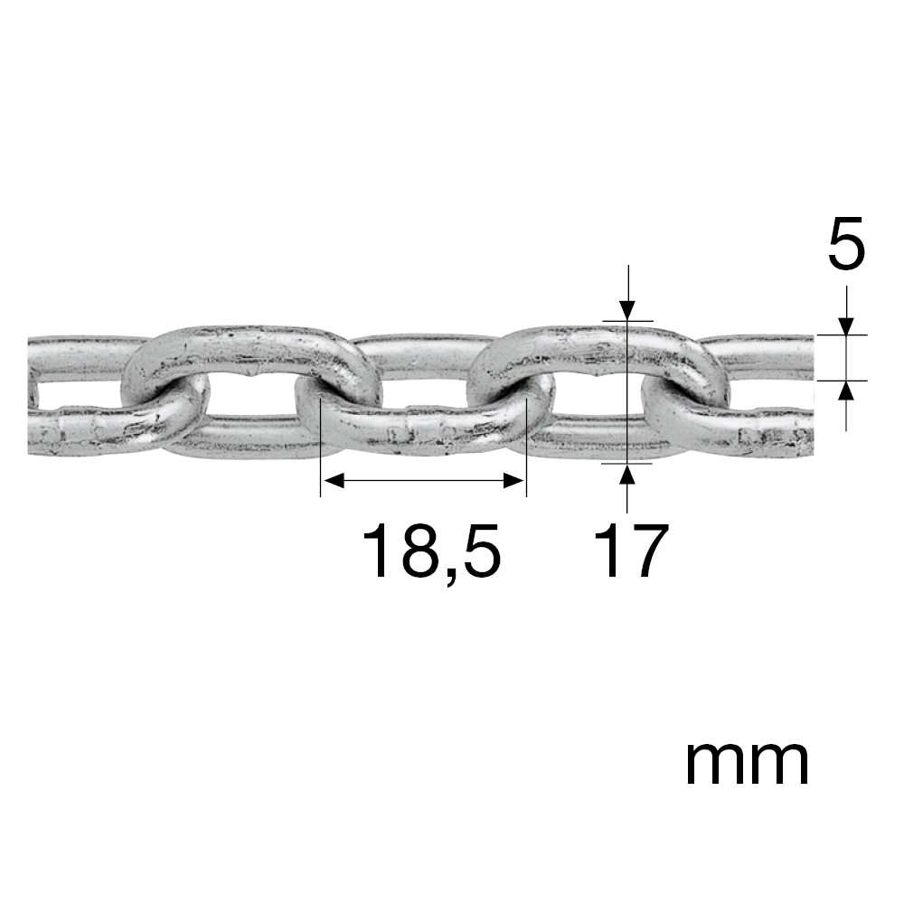 Kabelkette - 5mm/verzinkt,ähnlich DIN766 30m/Bund