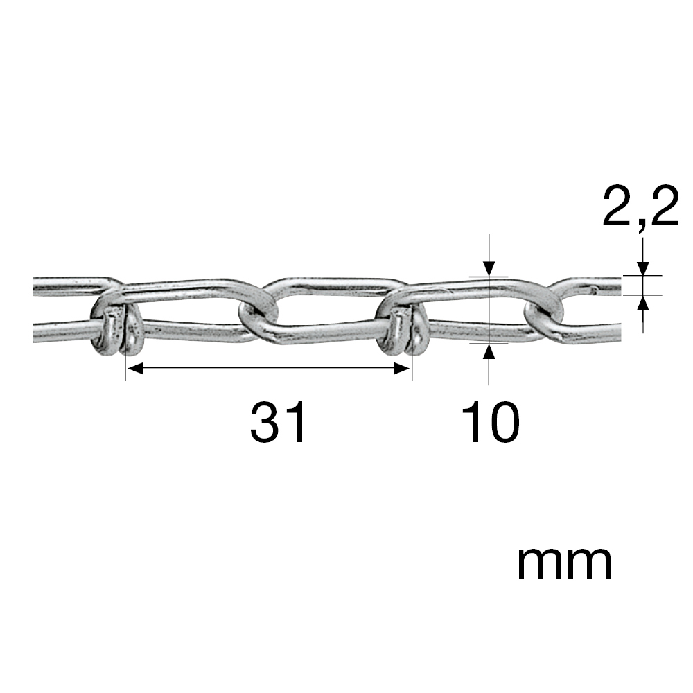 Knotenkette - 2,2mm/verzinkt 30m/Bund