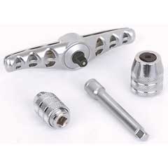 Ratsch-Werkzeug-Halter 1/4",2 Futter M2-M12 und 1 Verlängerung,in Kassette