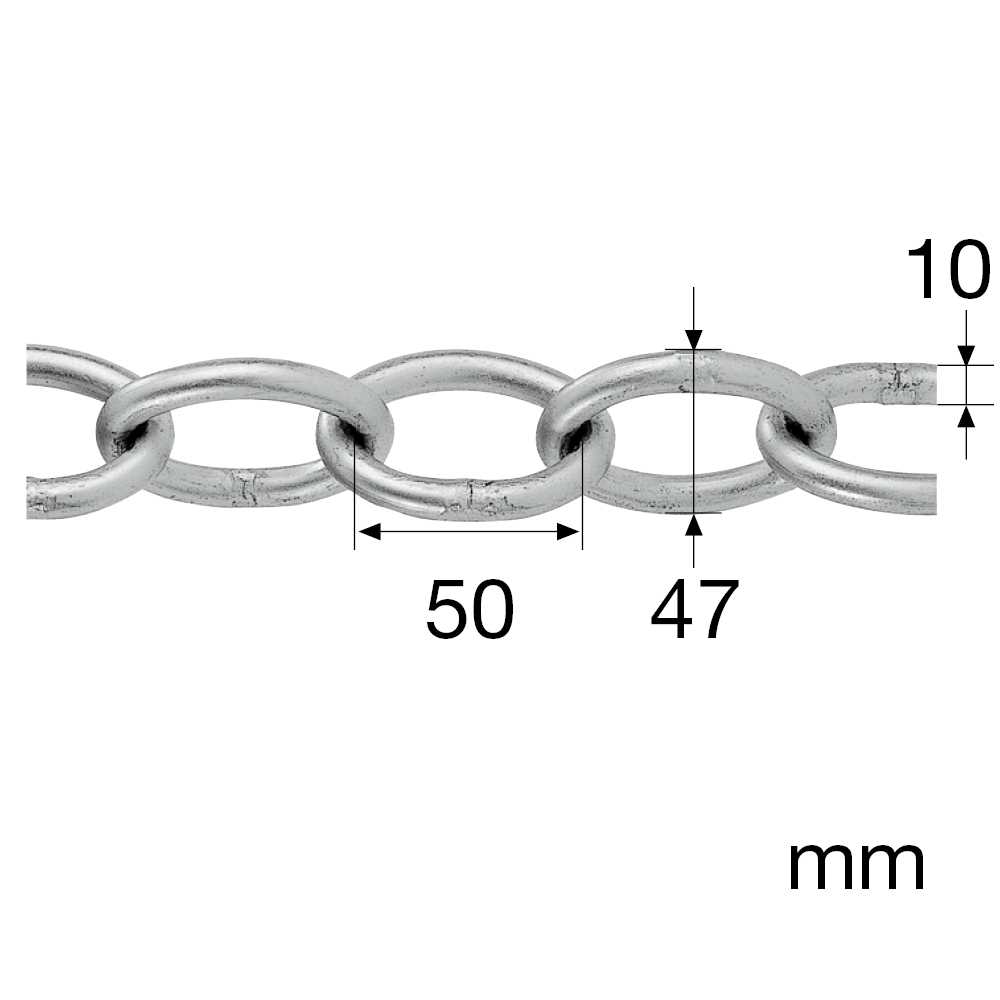 Werksnormkette - oval 10mm/verzinkt 10m/Bund