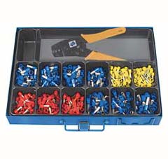 Endhülsen-Sortiment,isoliert,701-teilig Ratschpresszange 1918-061,Blech-Kasten