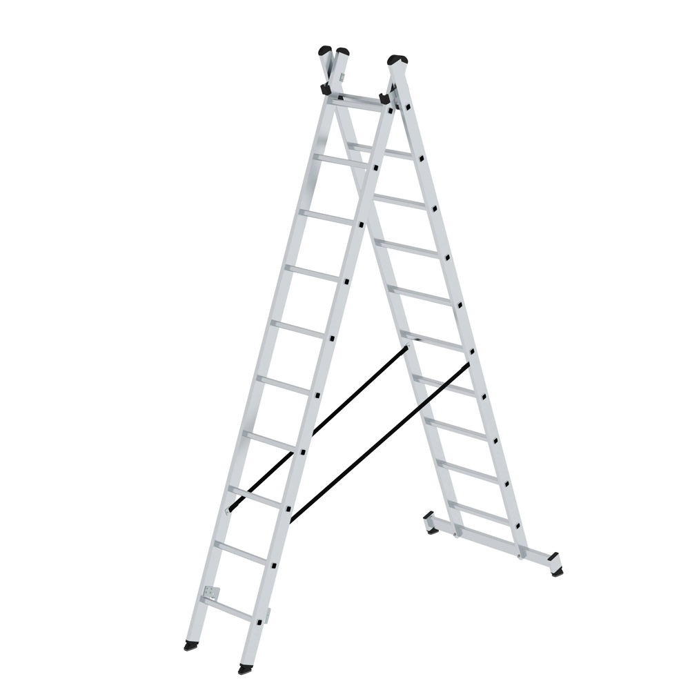 Aluminium-Mehrzweckleiter mit nivello®-Traverse 2 x 10 Sprossen