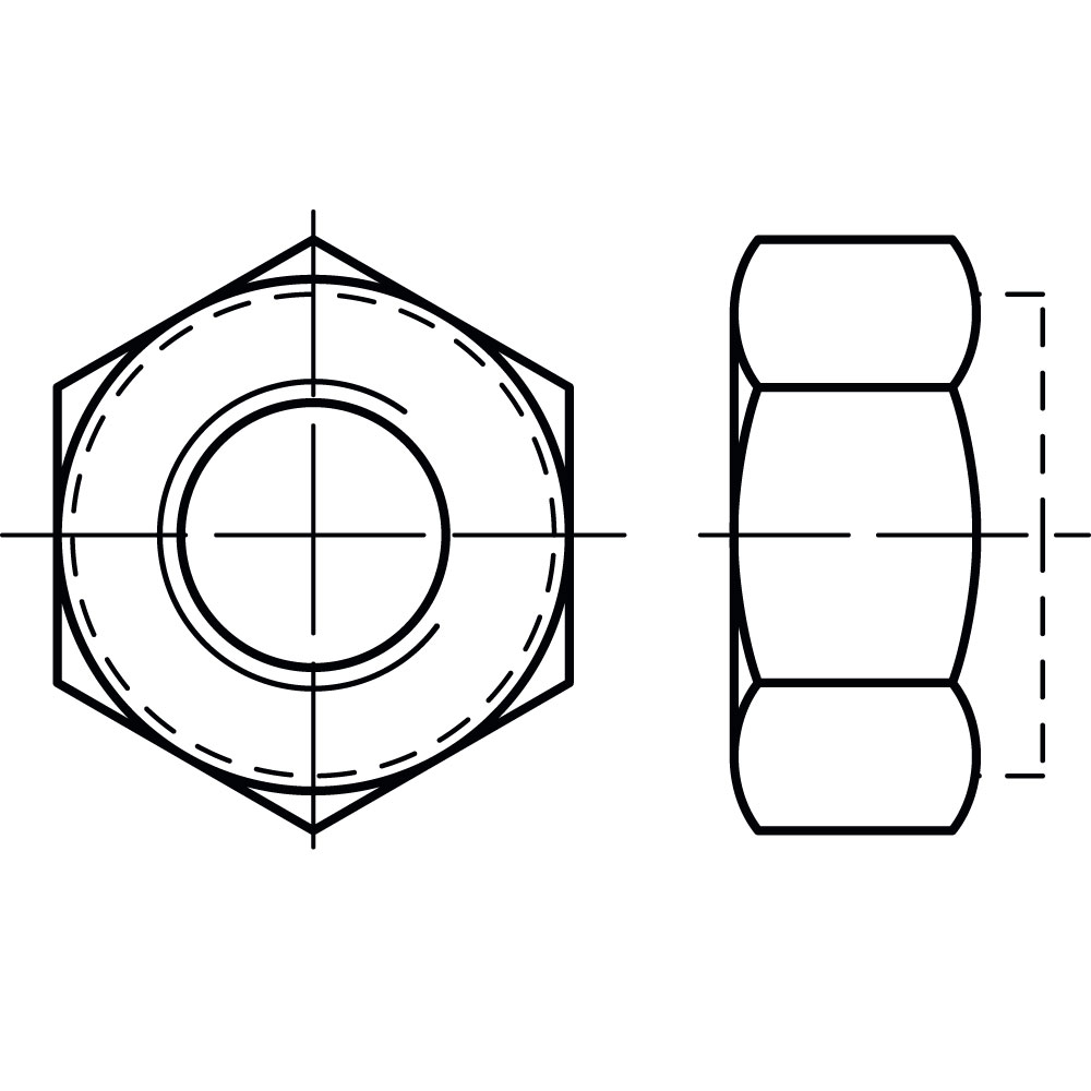 Sechskantmutter ISO 10512 10 M 12 x 1,5 A2K GALV. VERZINKT FEINGEWINDE VE=100