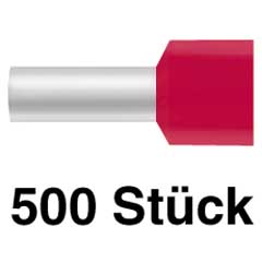 500 Twin-Endhülsen 1,00/15/8mm rot isoliert