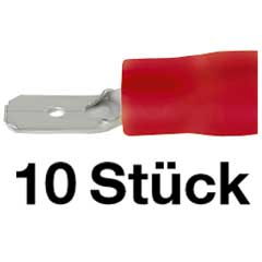 10 Stk.Flachstecker 6,3 rot für Kabel 0,5-1,0mm²