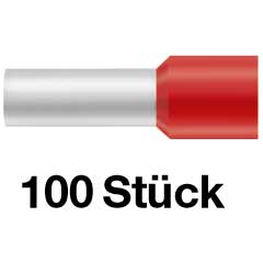100 Endhülsen 10,0/2mm1 rot,isoliert