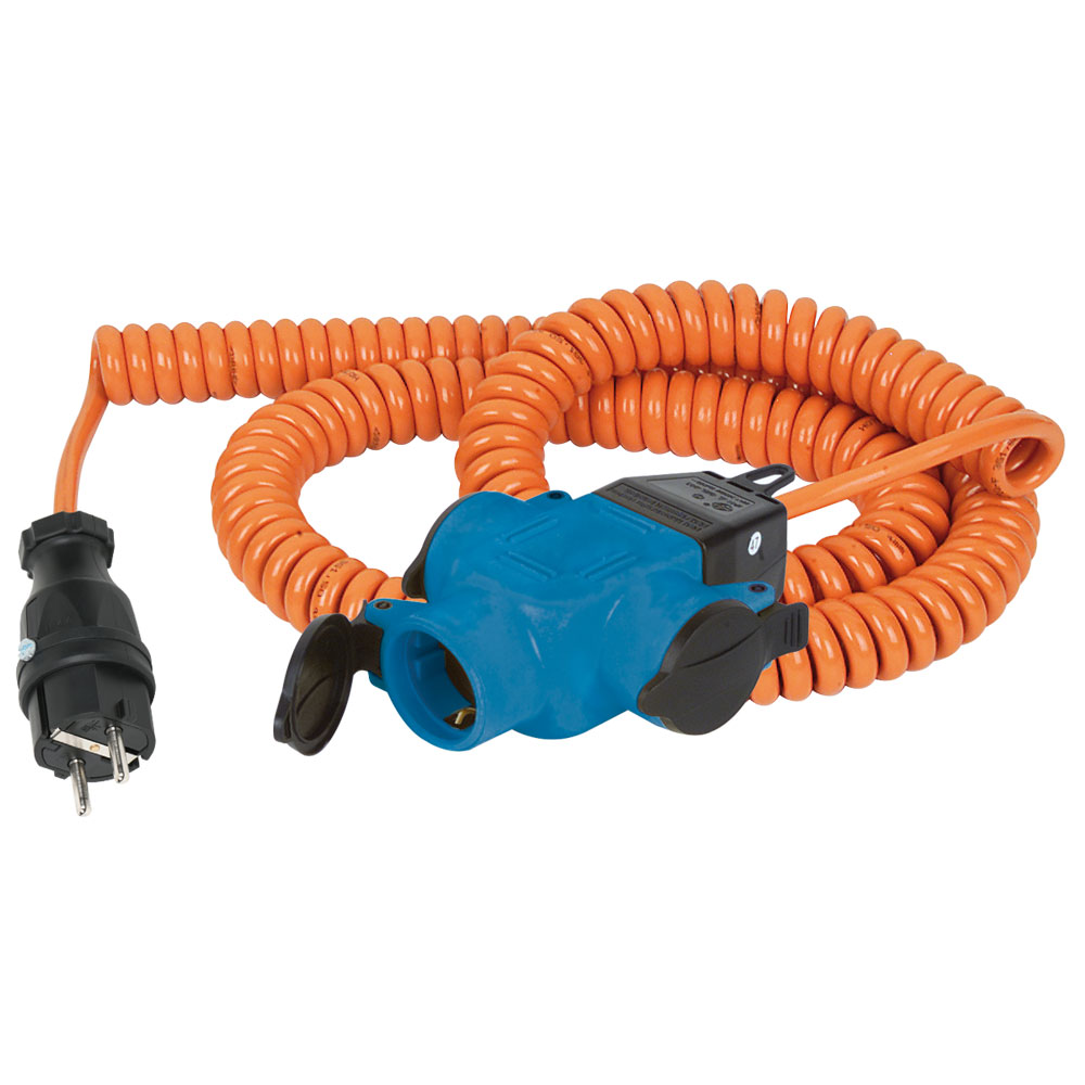 Wendelleitung 230V/16A,7,5m 3x1,5mm² Bauflex K35,3-fach-Stecker und Kupplung