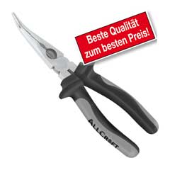 Halbrund-Spitzzange gebogen 200mm DIN/ISO5745,2-Zonenisolierung,Softgriff