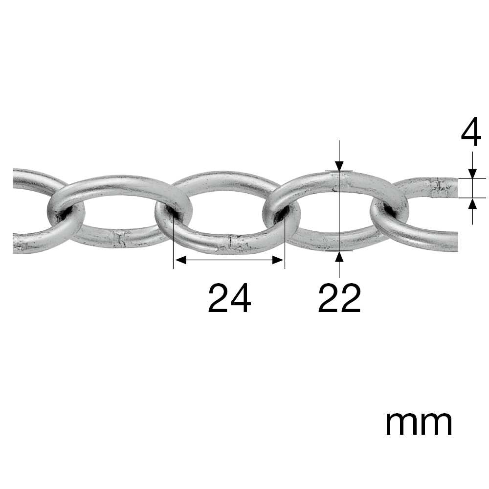 Werksnormkette - oval 4mm/verzinkt 40m/Bund