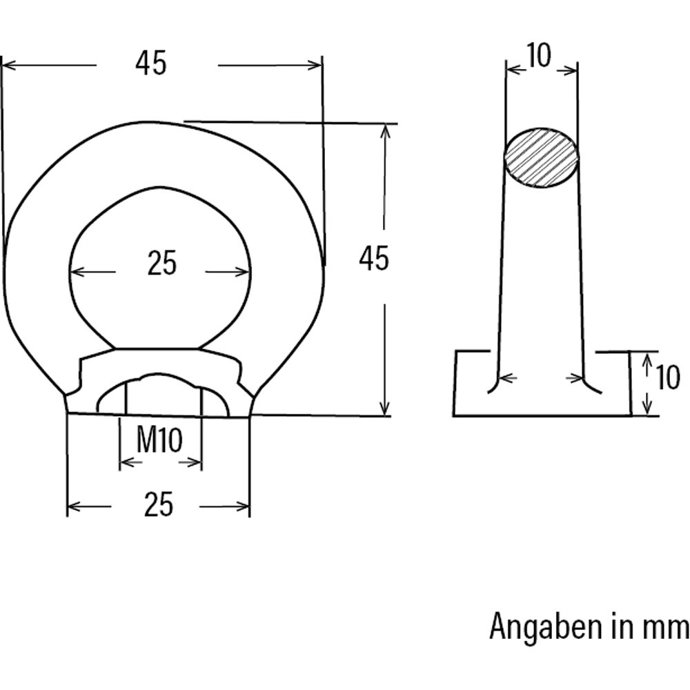 Ringmutter BASIC M10 Tragfähigkeit 1000kg, Güteklasse 8
