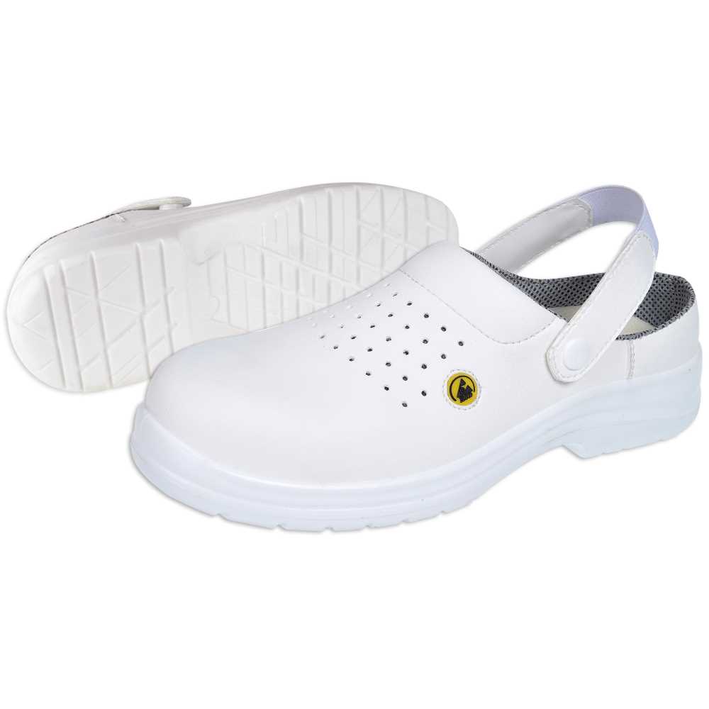 Sicherheits-Clog Klappriemen FC03 Gr.37 metallfrei ESD,EN 20345 SB AE WRU weiss