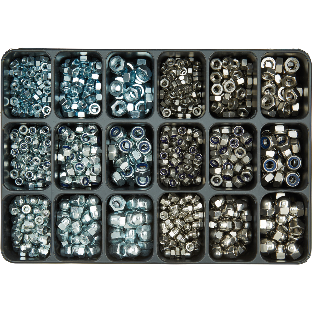 SPIRAL Sortimentkoffer 970-teilig Skt.-Mu.,Hutmutter vz.blau u. A2 Edelst.