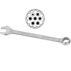 Gabel-Ringschlüssel 10mm+3/8"+E12+XZN +Ribe,Chrom-Van,verchromt,15°abgewinkelt