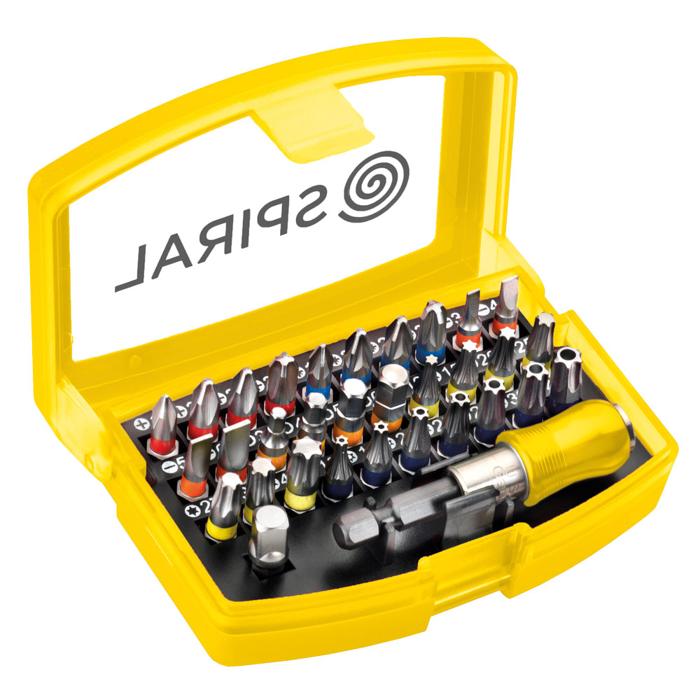 Bit-Satz Box PROFI SPIRAL 32-tlg. 1/4" Bithalter m. Starkmagnet, Farbleitsystem