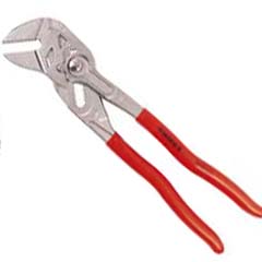 Zangen-Ratschschlüssel bis 27mm mit Parallel-Spannbacken und Druckknopf