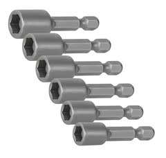 MagnetnussSchraubklingen-Satz 1/4",6-tlg SW 5,5-13mm,Direktaufnahmeschaft,45mm lg