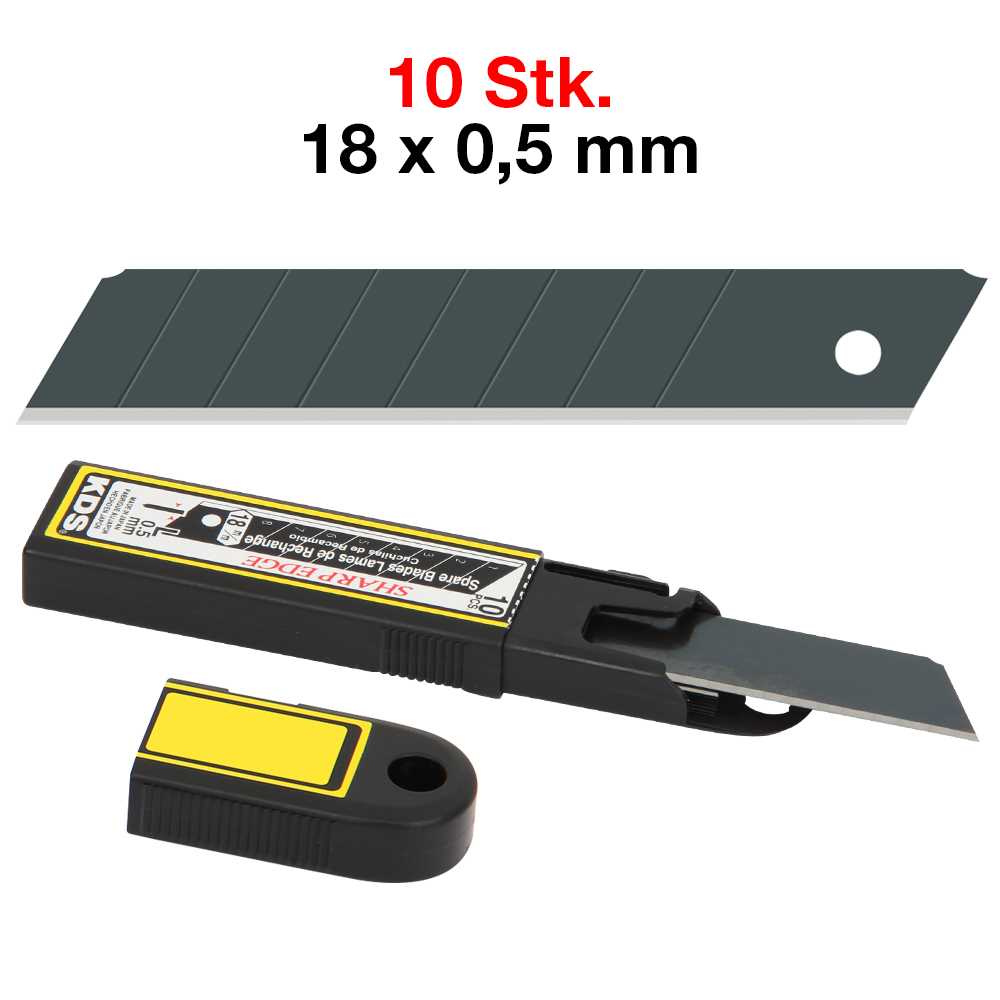 MagicBlack Abbrechklingen 18mm,10 Stk. doppelter Schliff, MIT Abbrechsegmente