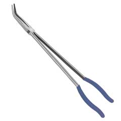 Montage-Langbeckzange gebogen 45° 400mm extralang,abgewinkelte,gezahnte Backen