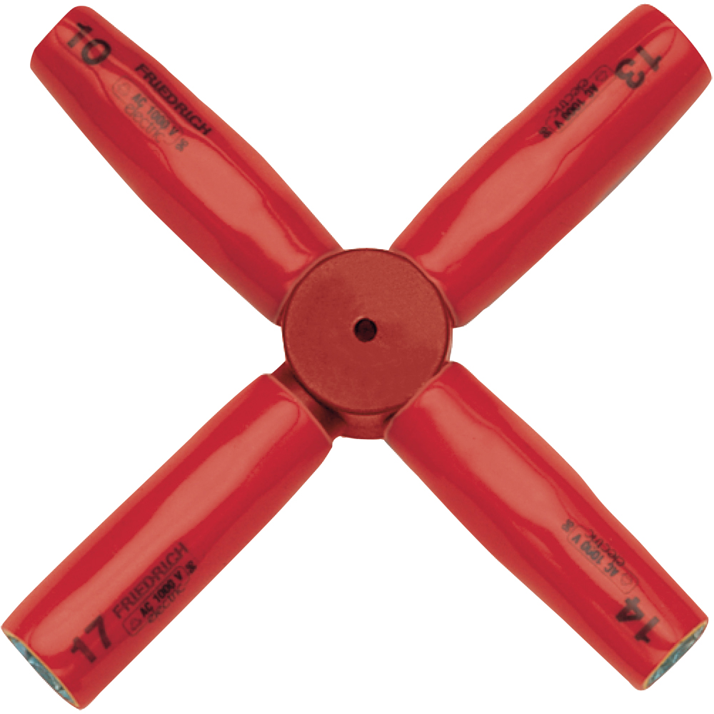 Kreuzschlüssel 1000V 10/13/14/17mm vollisoliert,stückgeprüft,210x210mm
