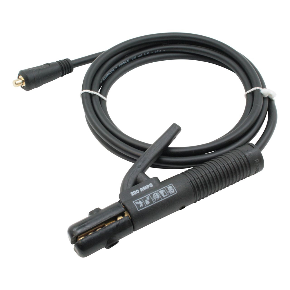 Schweißkabel 5m 25mm²,Neopren,Dorn 13m mit Elektrodenhalter 200A