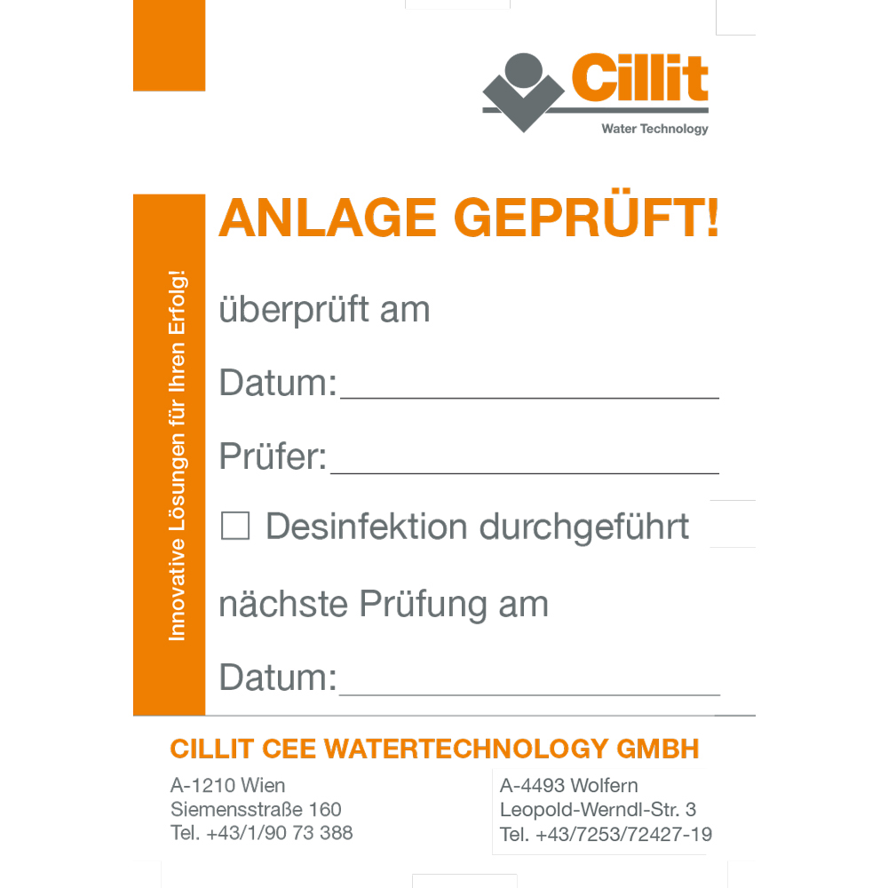 Aufkleber "Anlage geprüft" auf PVC-Klebefolie