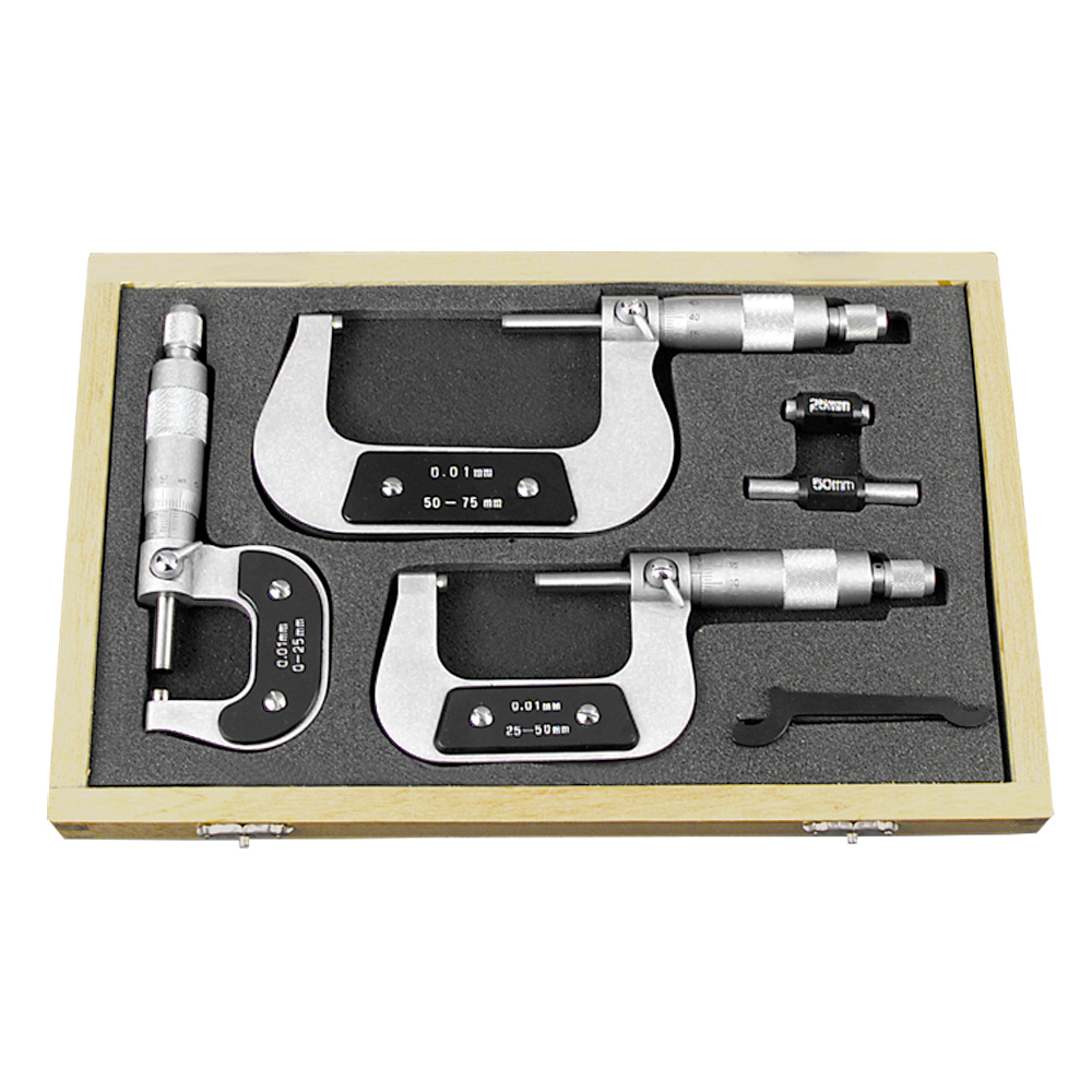 HM-Mikrometersatz 0-75mm MAXIMA 3 Mikrometer mit Einstellmaß in Kassette