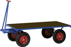 Plattformwagen 1300x700mm 800kg mit Lenkung und Deichsel,luftbereift