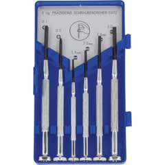 Uhrmacher Schlitz+Philips-Satz 6-teilig mit 4 Schlitz- und 2 Philips-Schraubern