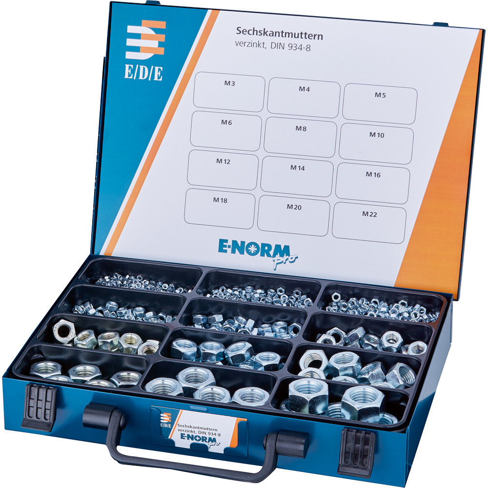 SPIRAL Sortimentkoffer 1.750-teilig Skt.-Muttern DIN 934 8 vz. blau A2K