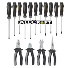 Zangen-+Schraubenzieher-Satz 15-teilig DIN/ISO,CV verchromt,2-Zonen-Isolierung