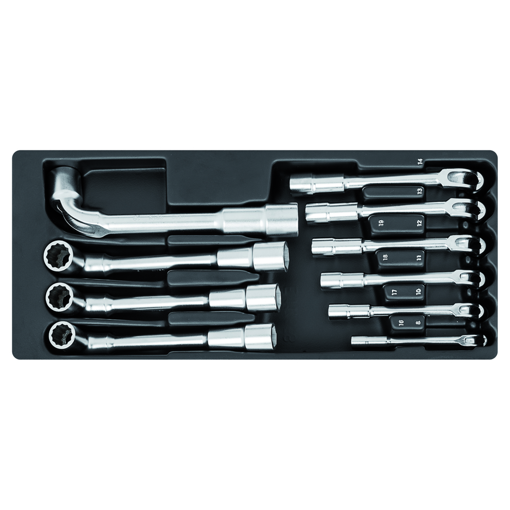 Pfeifenschlüssel-Modul 519/291NA 11-tlg. 415x188x45mm,SW 8-19mm,für Roll-Truck