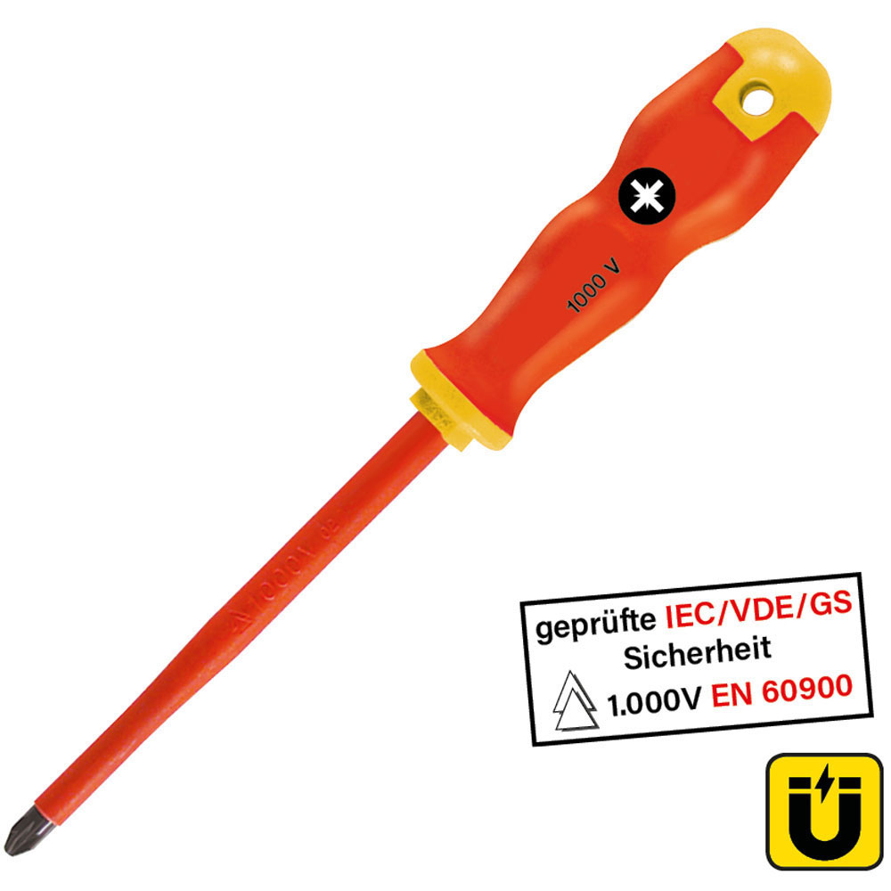 Schraubenzieher GRIP PZ0x60mm Antirutsch-Heft,geprüft nach EN60900