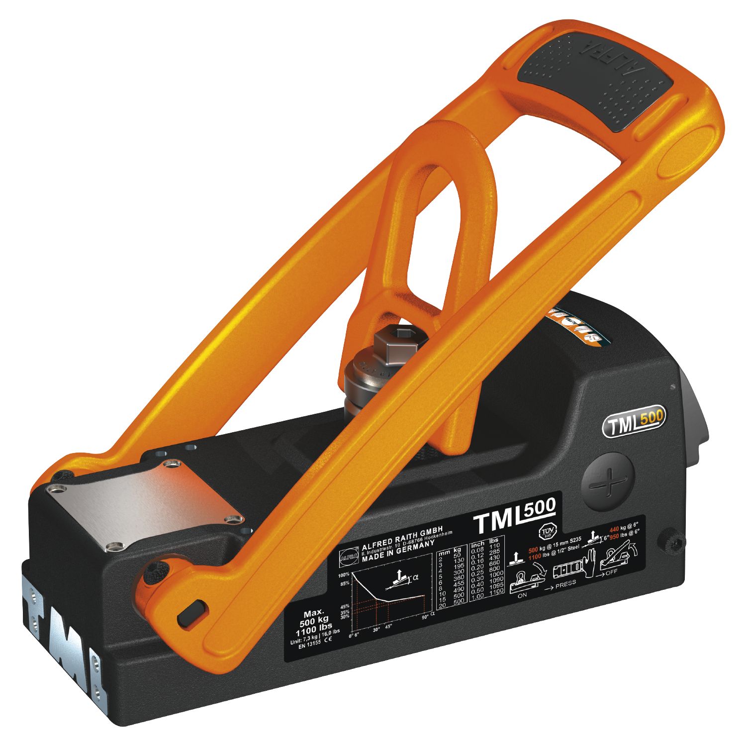 Lasthebemagnet 500kg - mit Lastwirbel WLL=300kg ab 5mm Materialstärke,SF 1:3