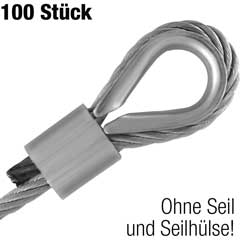 100 Stück Seilkauschen 5mm,Form B verzinkte Ausführung,aus Stahl