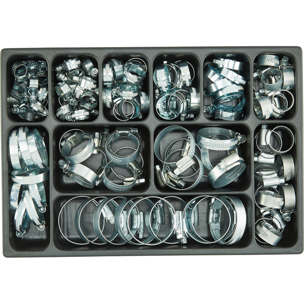 SPIRAL Sortimentkoffer 110-teilig Schlauchschellen DIN 3017 (W1) verzinkt