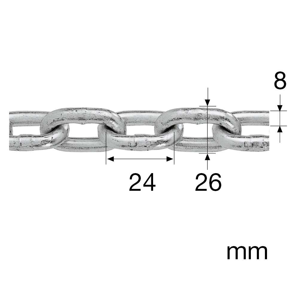 Kabelkette - 8mm/verzinkt,ähnlich DIN766 30m/Bund