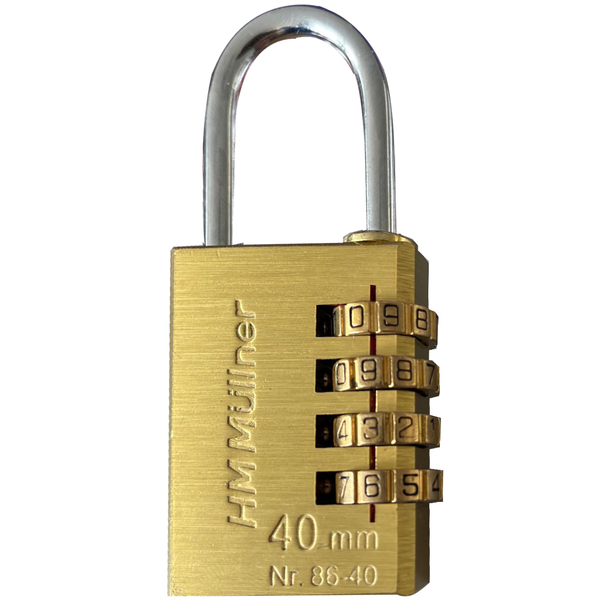 Zahlen-Vorhangschloss 40 mm 4fach Code Innen-Bügelhöhe 30mm Büg.B 20mm BØ 6mm