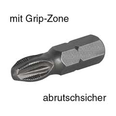 GRIP-Bits 1/4" 25mm/PZ3 Antirutsch-Bits mit Grip-KrallZone