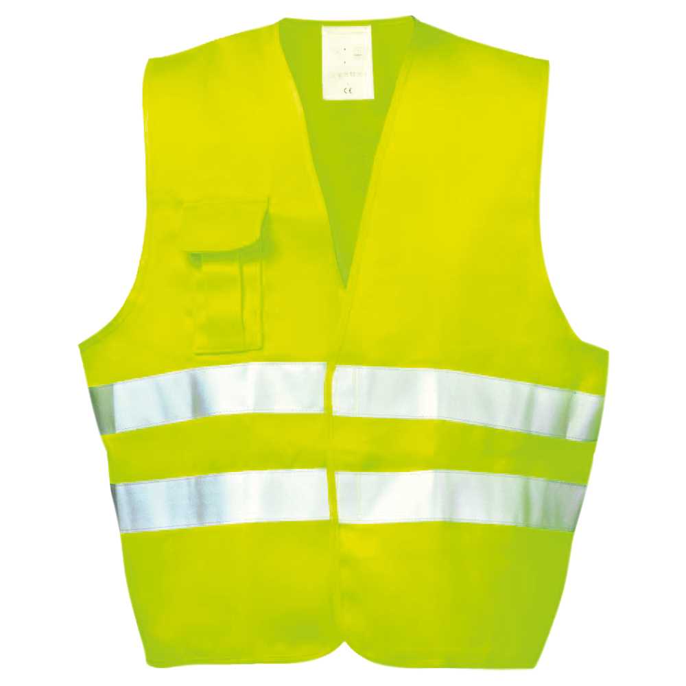 Warnschutzweste gelb EN 471 Kl.2, Gr. XL Klettverschluß, Handytasche, 2 Hüftt.