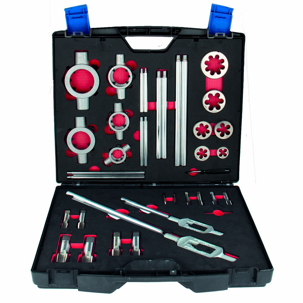 Gewindeschneidkassette G 1/8-1" komplett mit Gewindebohrern+Schneideisen aus HSS